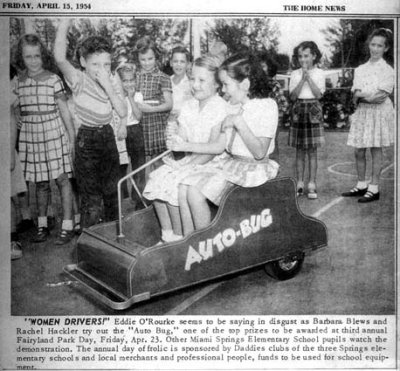 1954 - Miami Springs Elementary students Eddie O'Rourke, Barbara Blews, Rachel Hackler and others at Fairyland Park Day