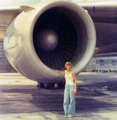 YN2 Karen Sherfick and the #3 engine of a National Airlines DC10