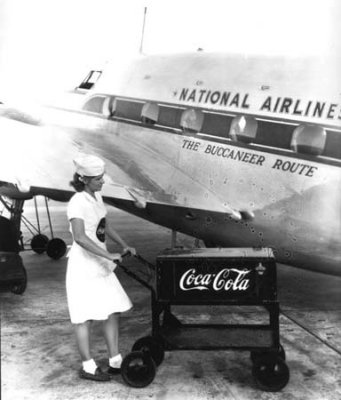 1947 - Lady selling Coca Cola at the National Airlines terminal in Jacksonville, FL