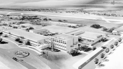 Early 1950's - Architectural drawing of National Airlines General Office building complex at Miami