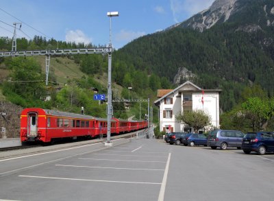 The train to St. Moritz leaving Filisur...