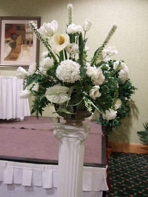 Floral arrangement near the stage