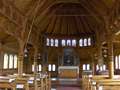A Balestrand interior stave church   2241
