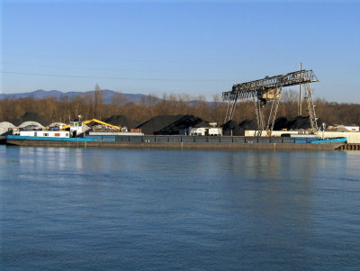 Barge at a coal depot