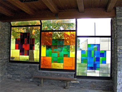STAINED GLASS IN REST SHELTER