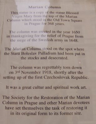 INFORMATION PLAQUE ABOUT THE MARIAN COLUMN