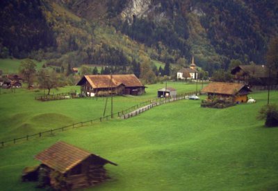 Switzerland, photographed from moving train, 1987.