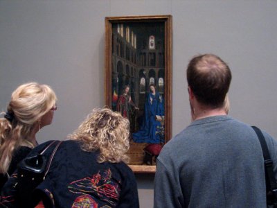 Visitors examine The Annunciation.