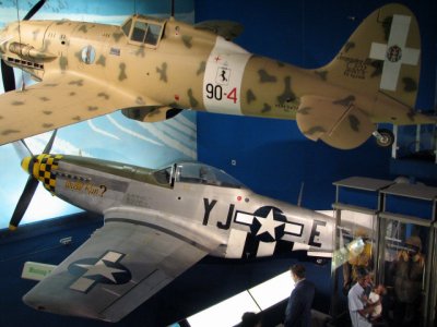 ... used in quantity during World War II. Bottom: North American P-51D Mustang.