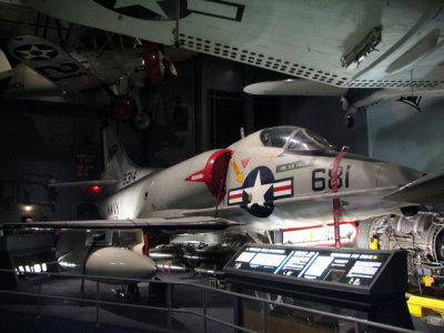 Douglas A-4C Skyhawk, designed 1950-52, first flown on June 22, 1954. A4s were used against ground targets in the Vietnam War.