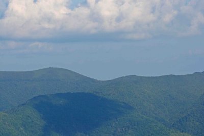 Clouds casting shadows on the one mountain.  Leaves are about 1 month from turning on the Blue Ridge Parkway.