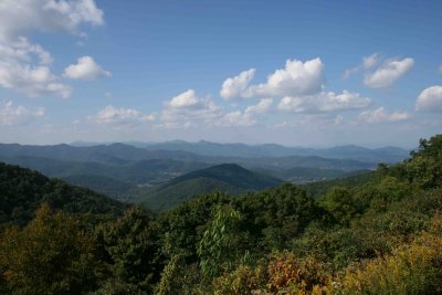 Looking back in the general direction of Waynesville, NC from the Blue Ridge Parkway.