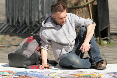 Street Artist At Work