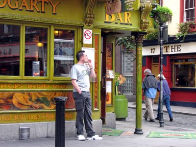 Smoker in front of Gogarty Pub