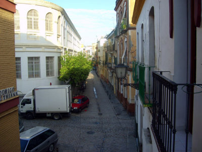 view from my hostel balcony, quiet triana in sevilla