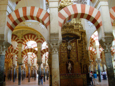 muslim arches and catholic altar, cordoba