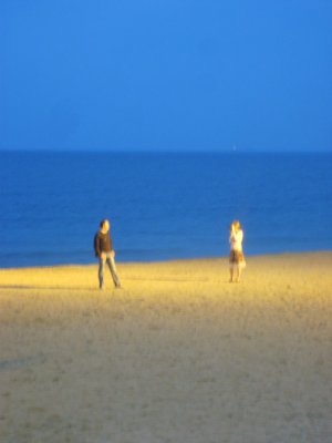 twilight on the beach at barceloneta