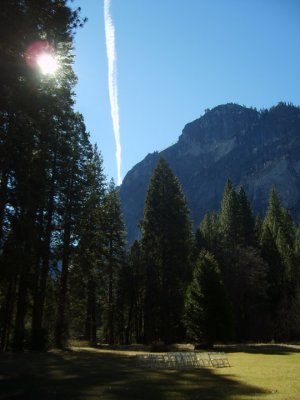 the lawn behind the ahwahnee hotel
