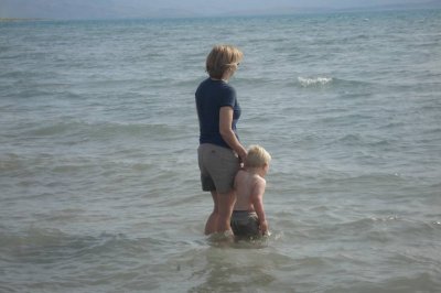 Wendy and Will wading in Bear Lake