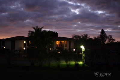 backyard at dusk