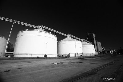 row of tanks in Cairo, Illinois