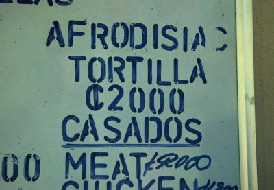 Sign for Aprodisiac Tortillas