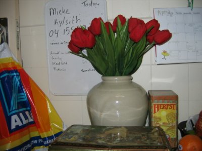 12 april An Aldi bag, artifical tulips and some other Dutch memorablia