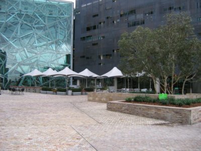 Early morning on a cold day at Federation Square