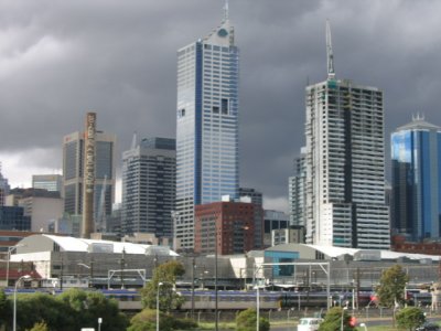 A view of the CBD  and Spencer Street station