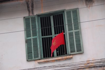Luang Prabang Window with Red Sickle