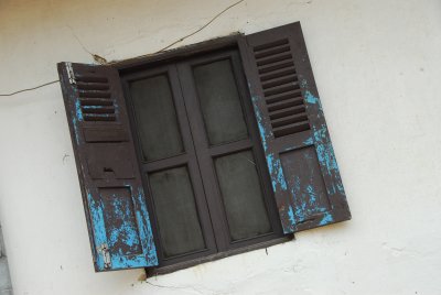 Luang Prabang Window with Weathered Shutters
