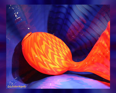 Chihuly Art - Orange  & Blue Flower
