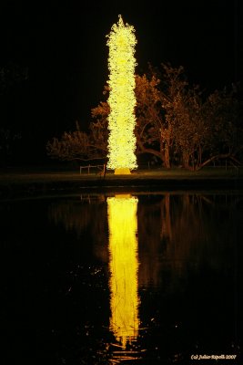 Chihuly Art - Neon Tower Lake Reflection