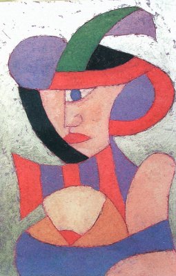 woman with hat-20x28-panel-mixed media-1998.JPG