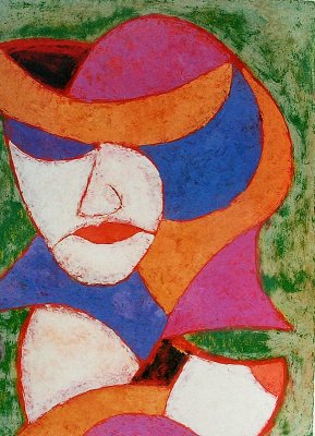 woman with hat-16x20-panel-mixed media1998.JPG