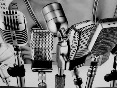 black&white microphones