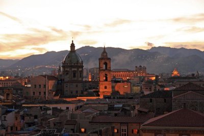 Palermo at sunset from hotel Ambasciatori terrace