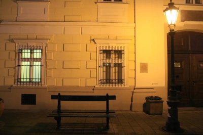 Lonely bench at night