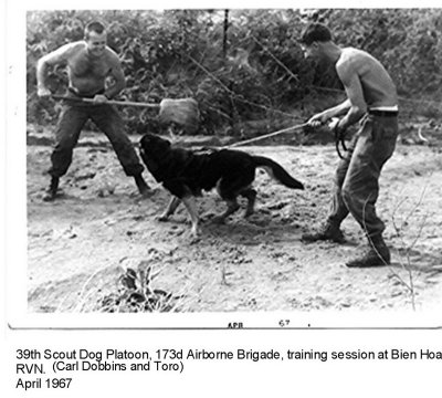 PFC Carl E. Dobbins and Scout Dog Toro -Training at the 39th IPSD