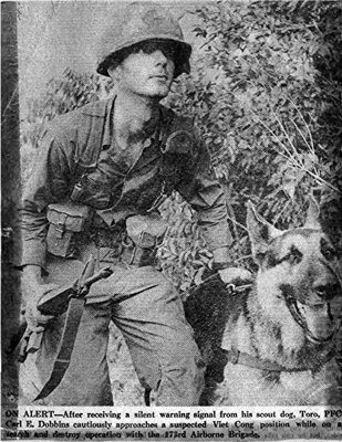 PFC Carl E. Dobbins and Scout Dog Toro