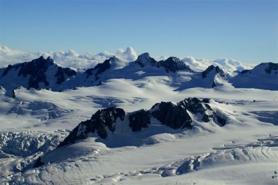 Helicopter view of around Fox and Franz Josef Glaciers