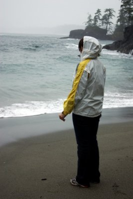 Allison facing the stormy waves