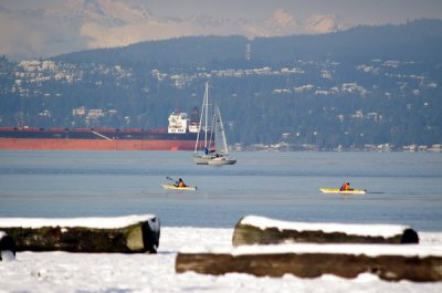 Winter kayakers