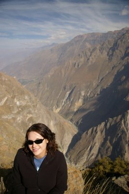 Allison posing at the edge of the Colca Canyon