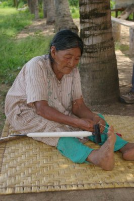 Making wool from palm 'wool'