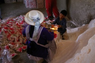 Low-tech salt production in Bolivia