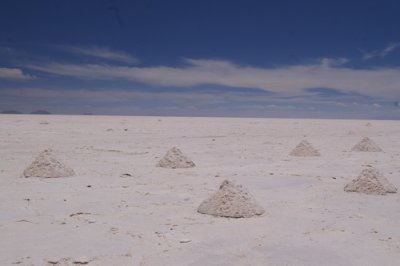 Salt piles for harvest on the flats