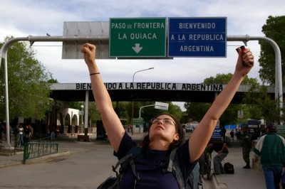 Ecstatic to finally make it to the Argentine border...