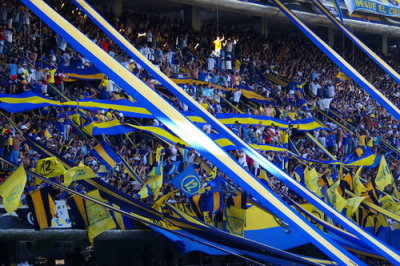 Pre-game warm up for La Boca fans