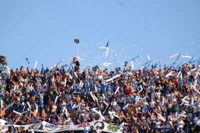 Quilmes (rival) fans try to muster up a cheer